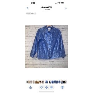 NWT Susan Graver Style QVC Gorgeous Blue Brocade Buttons Jacket Blazer Size S‎